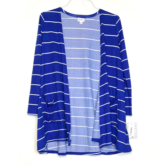 LuLaRoe Womens S White/Blue Caroline Stripes Cardigan L/s NWT
