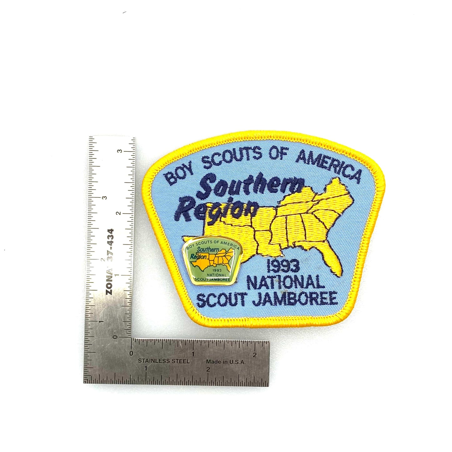 Vintage Boys Scouts of America “Southern Region 1993 National Jamboree” Badge Patch & Pin Diamond NEW