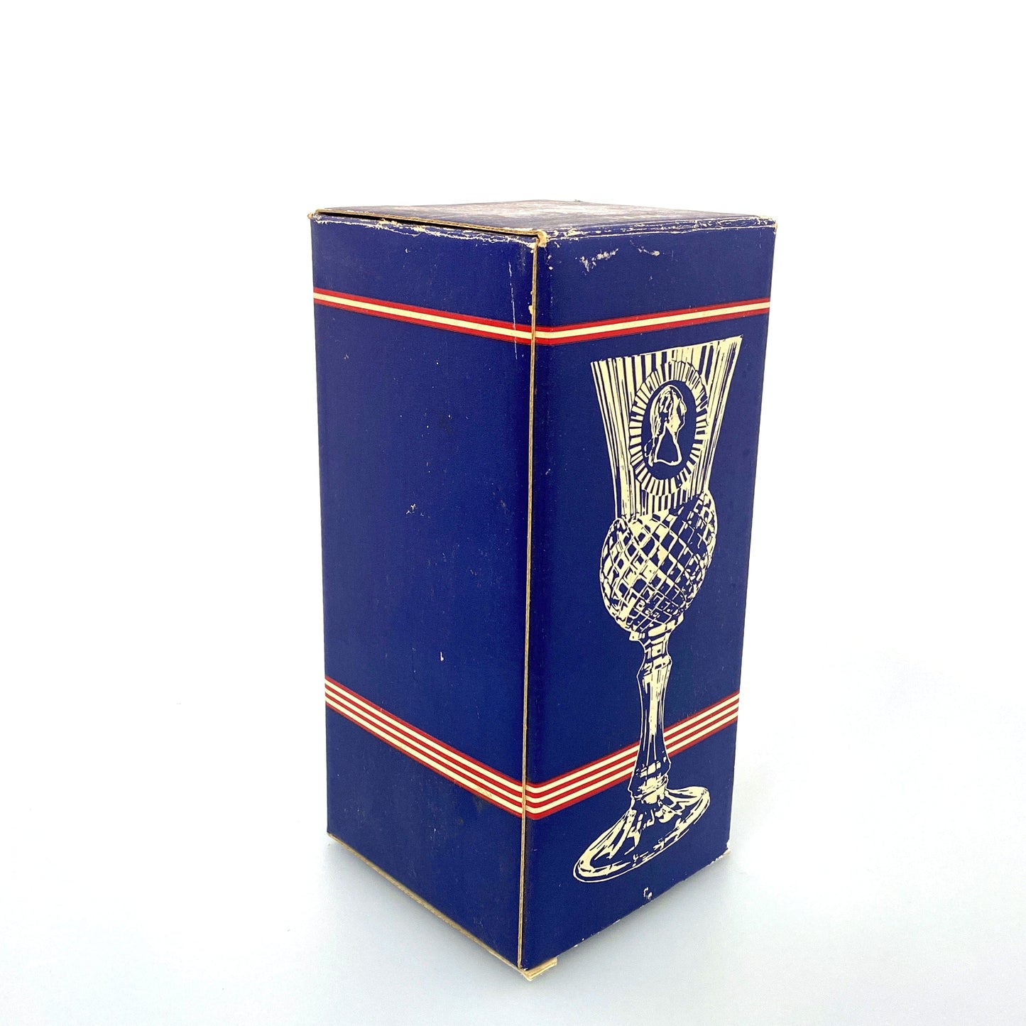 Vintage Avon by Fostoria 8” Glass Candle Holder Cobalt Blue MARTHA & GEORGE WASHINGTON 1976, Set of 2