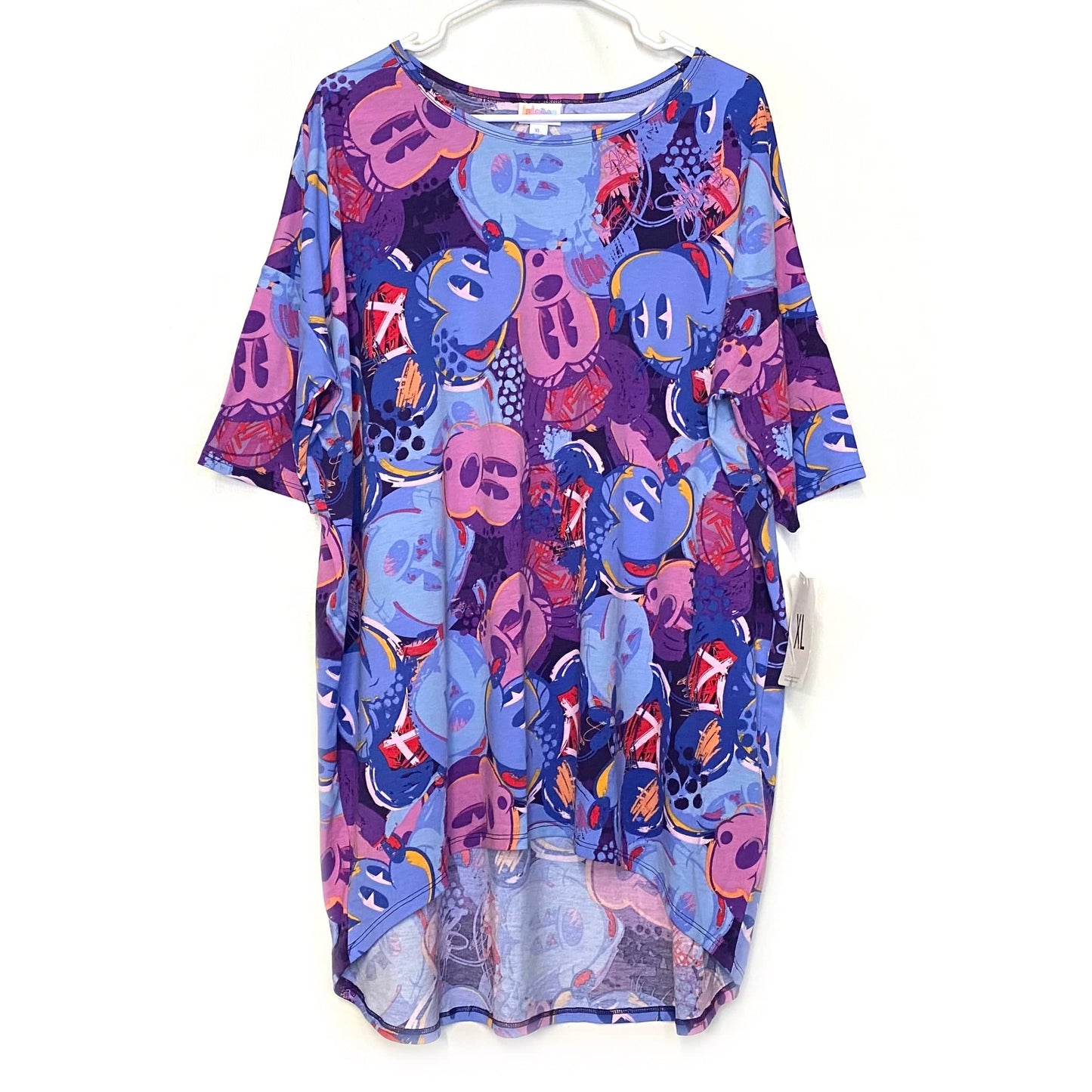LuLaRoe | Irma Graphic S/s Tunic Top | Design: Mickey Mouse Multicolor | Size: XL | UNICORN | NWT