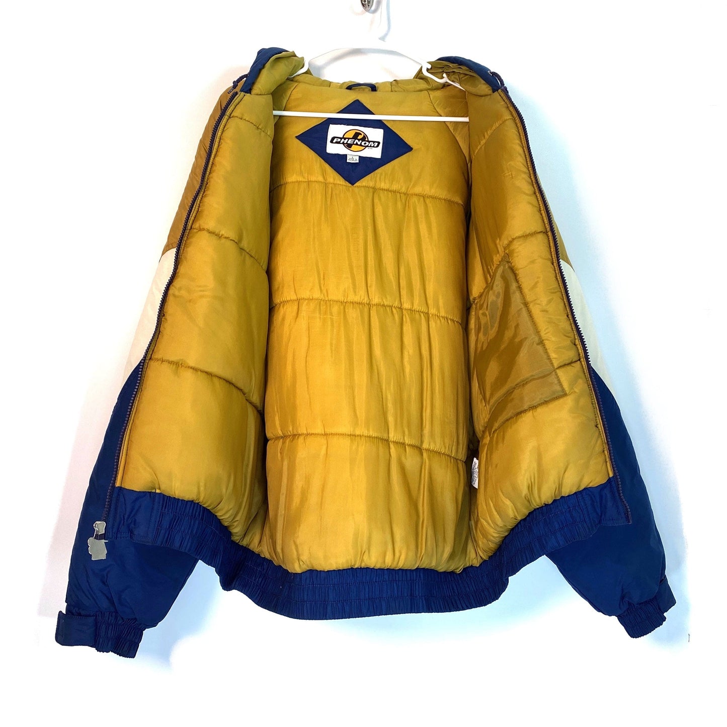 Phenom | Notre Dame “Fighting Irish” | Hooded Stadium Jacket | Size: L | Blue/Gold | EUC | Vintage