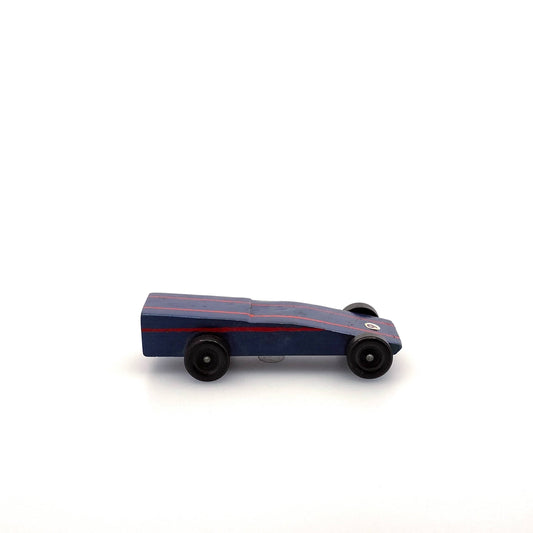 Vintage Pinewood Derby Car Wood Blue Red Stripes Pre-Owned