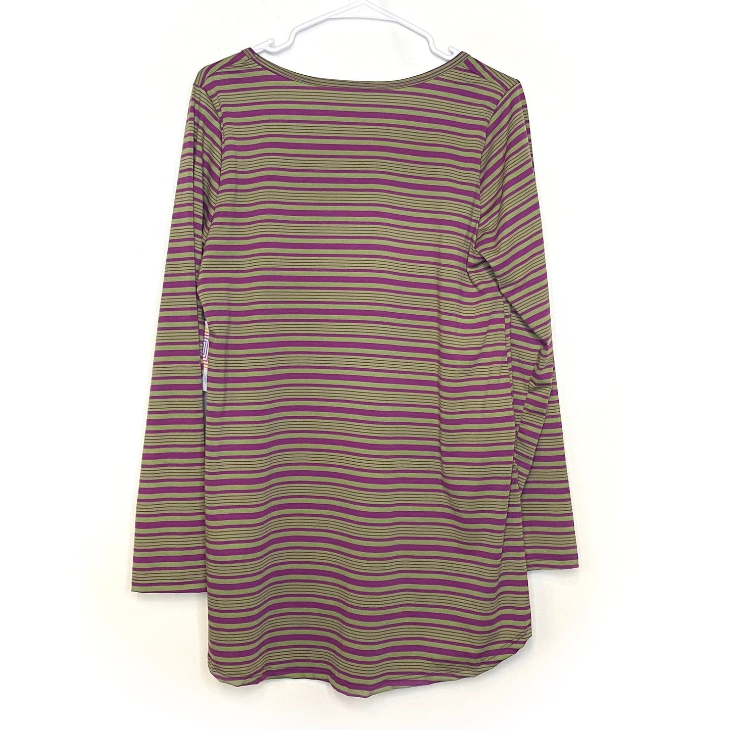 LuLaRoe Womens XL Purple/Green Lynnae Striped T-Shirt L/s NWT
