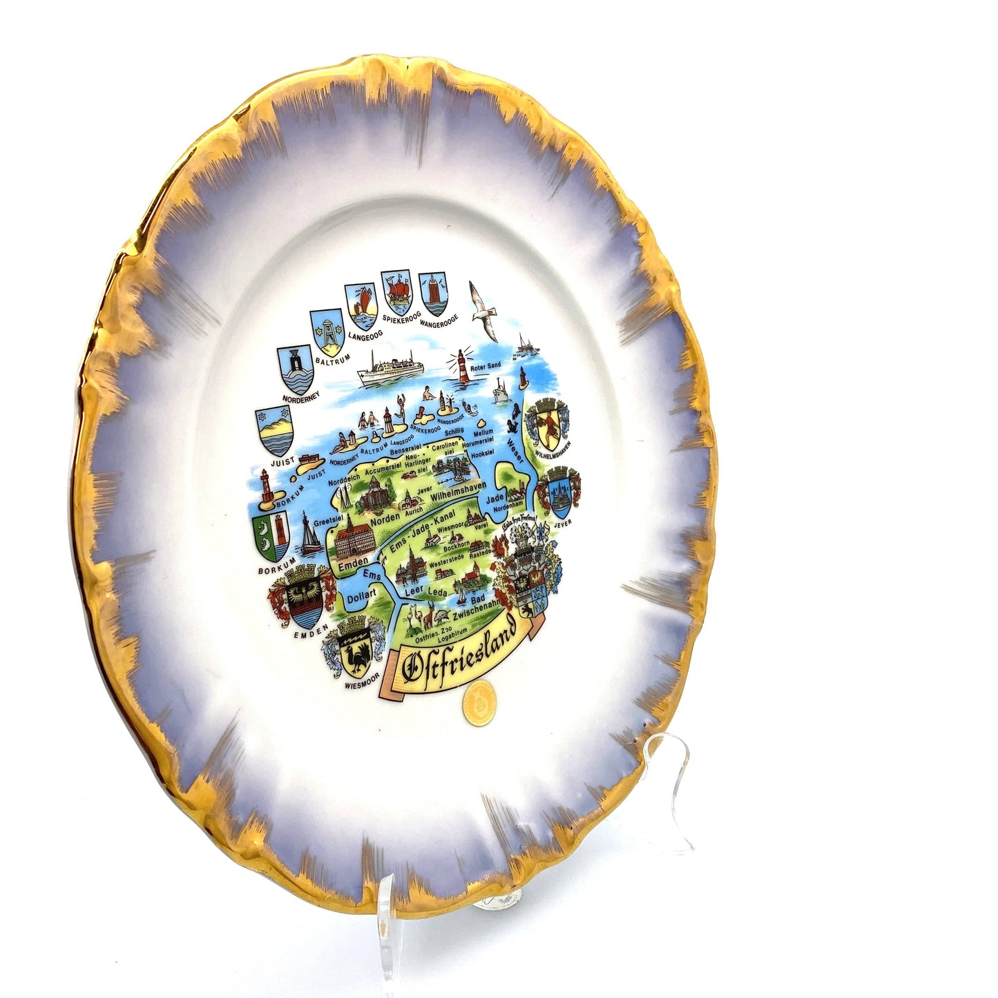Oftfriesland Collectible Souvenir Collectible Plate, White - 6” Pre-Owned