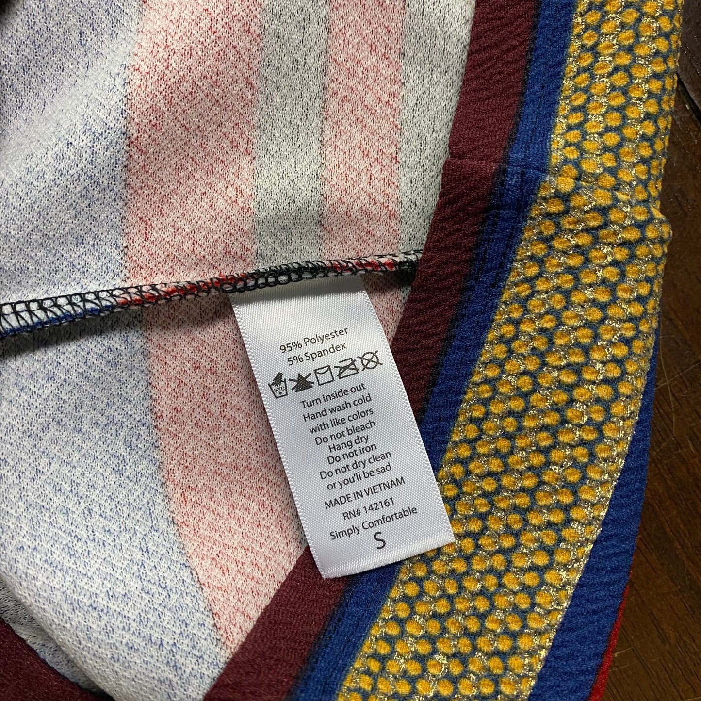 LuLaRoe Womens Size S Debbie Black/Red/Blue Roman Stripes Dress