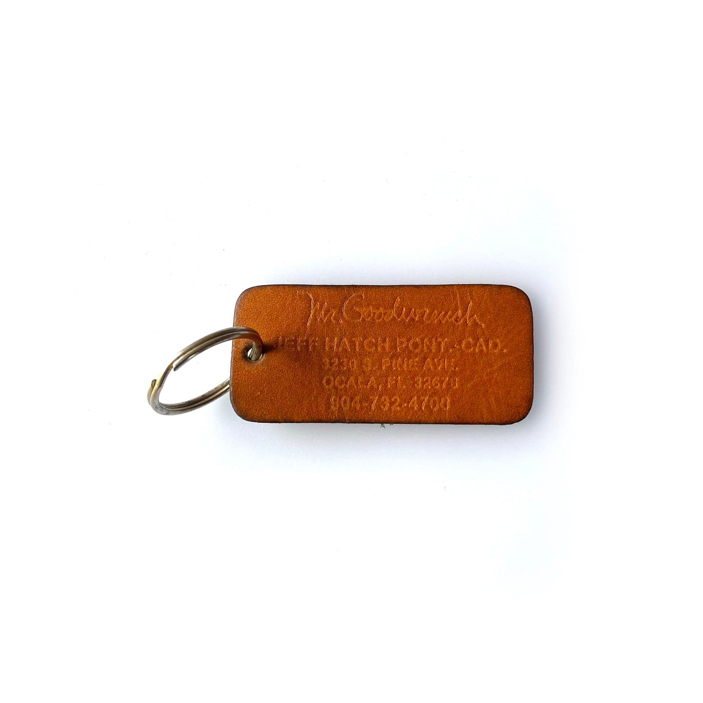 Vintage Mr. Goodwrench Jeff Hatch Dealership Leather Keychain Key Ring Charm