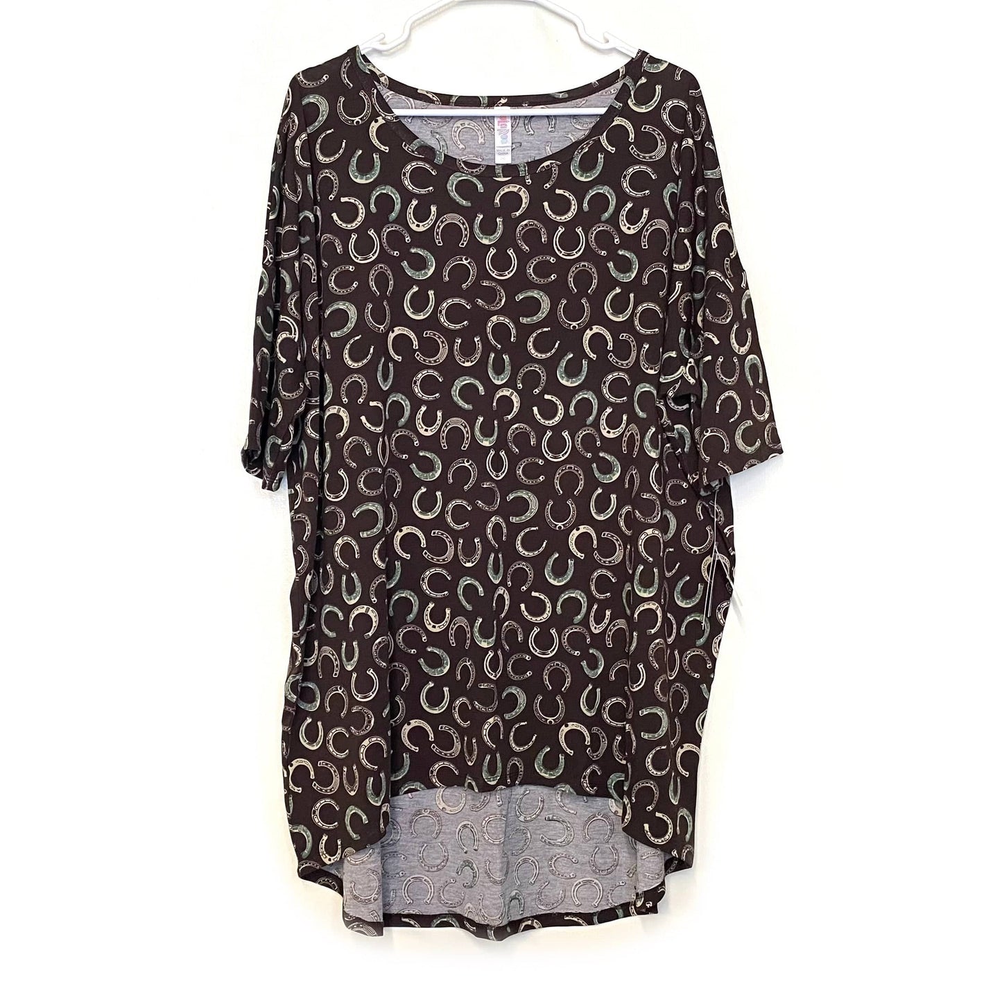 LuLaRoe | Horseshoes Brown Irma Tunic Graphic Top | Size: 2XL | S/s | NWT