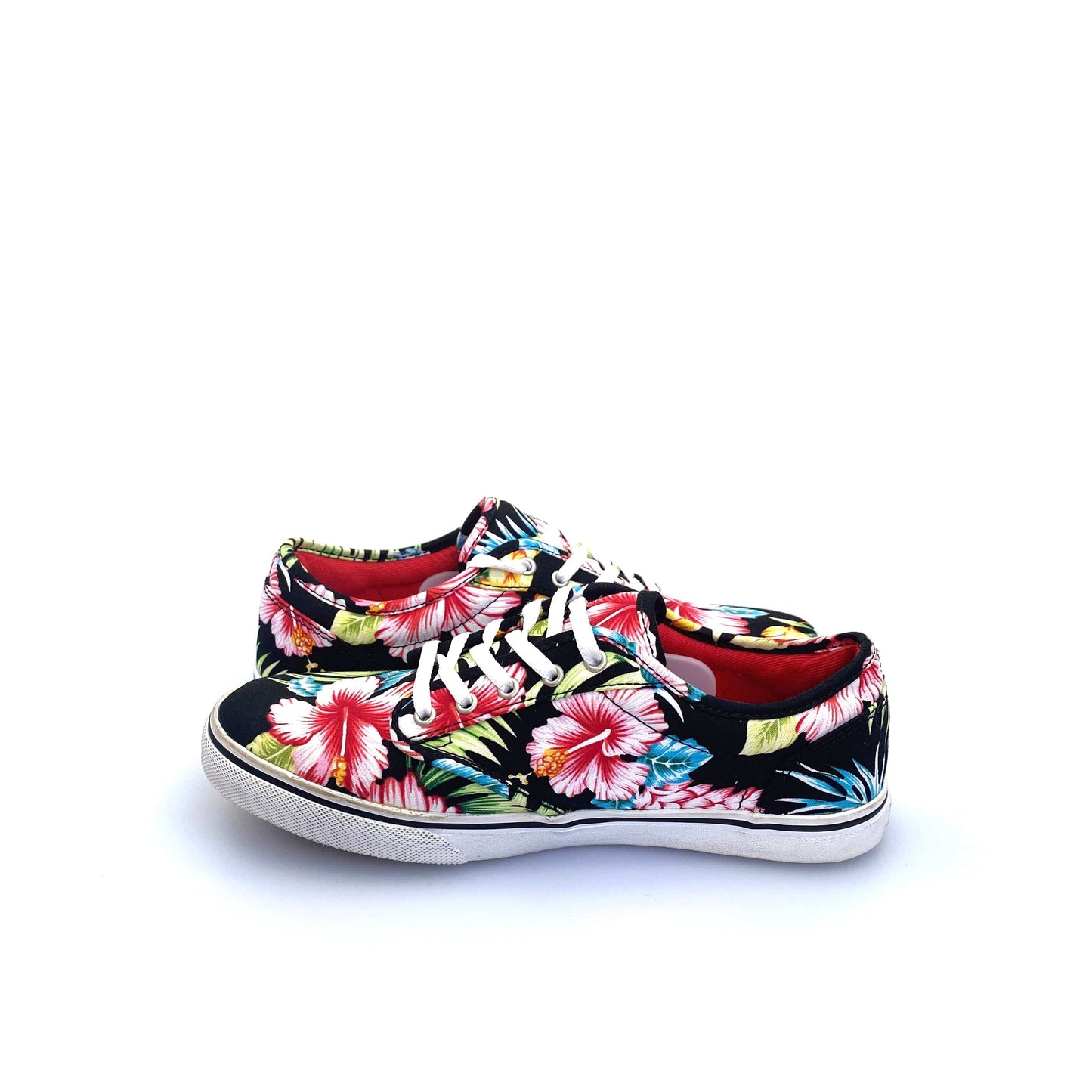 Vans Womens Classic Sneakers, Size 6, Black Hawaiian Floral Lace Up Shoes NEW