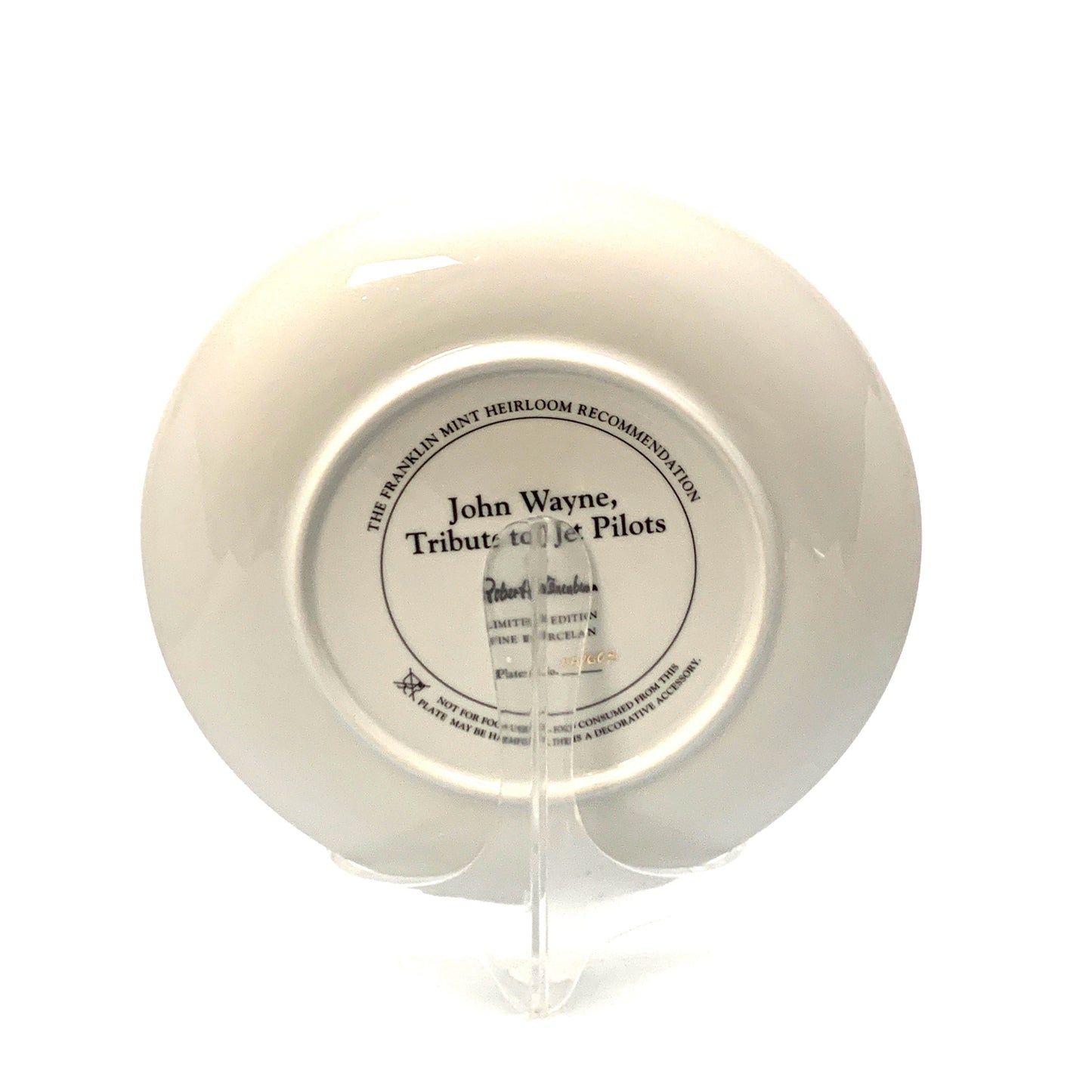 John Wayne | Tribute To Jet Pilots | Franklin Mint Collectors Plates Series | 8 in.