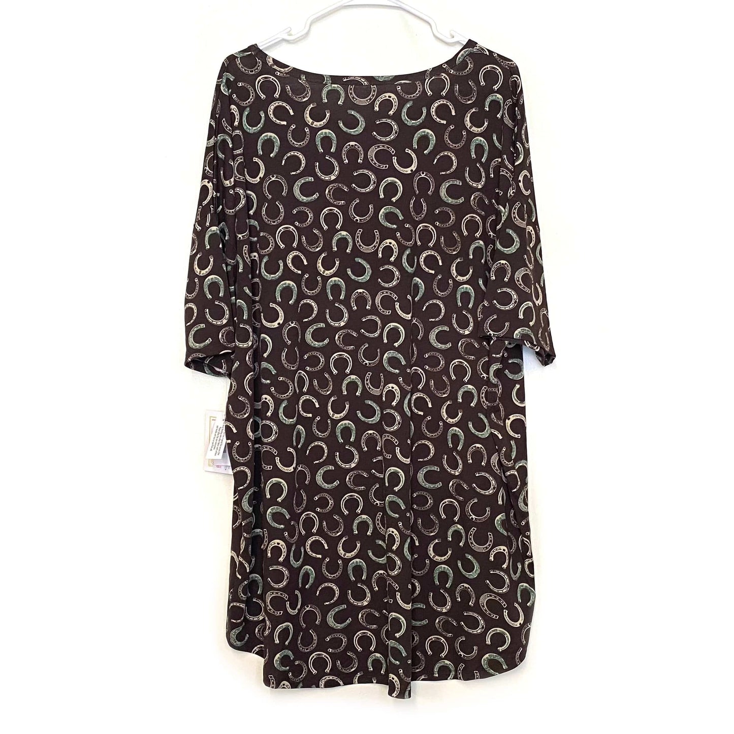 LuLaRoe | Horseshoes Brown Irma Tunic Graphic Top | Size: 2XL | S/s | NWT