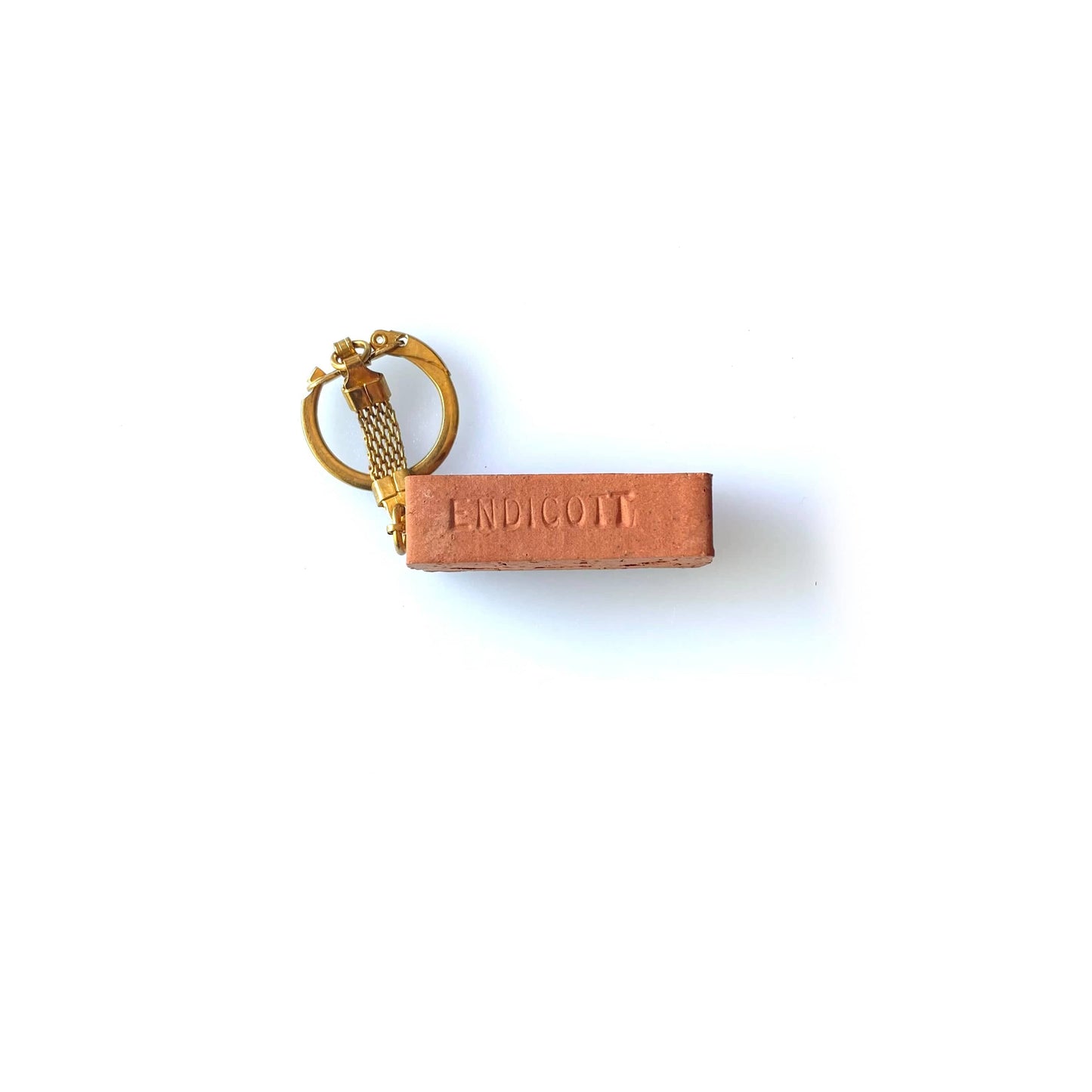 Vintage Endicott Clay Products Employee-Only Keychain Goldtone Key Ring