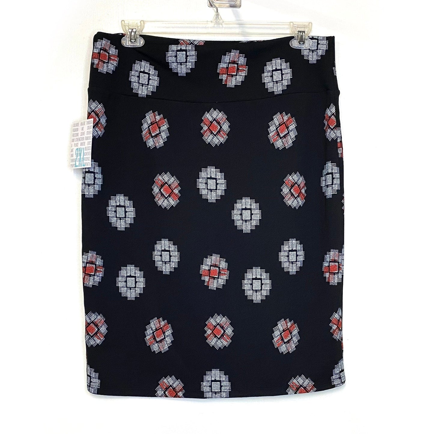 LuLaRoe Womens 2XL Cassie Skirt Black Geometric NWT