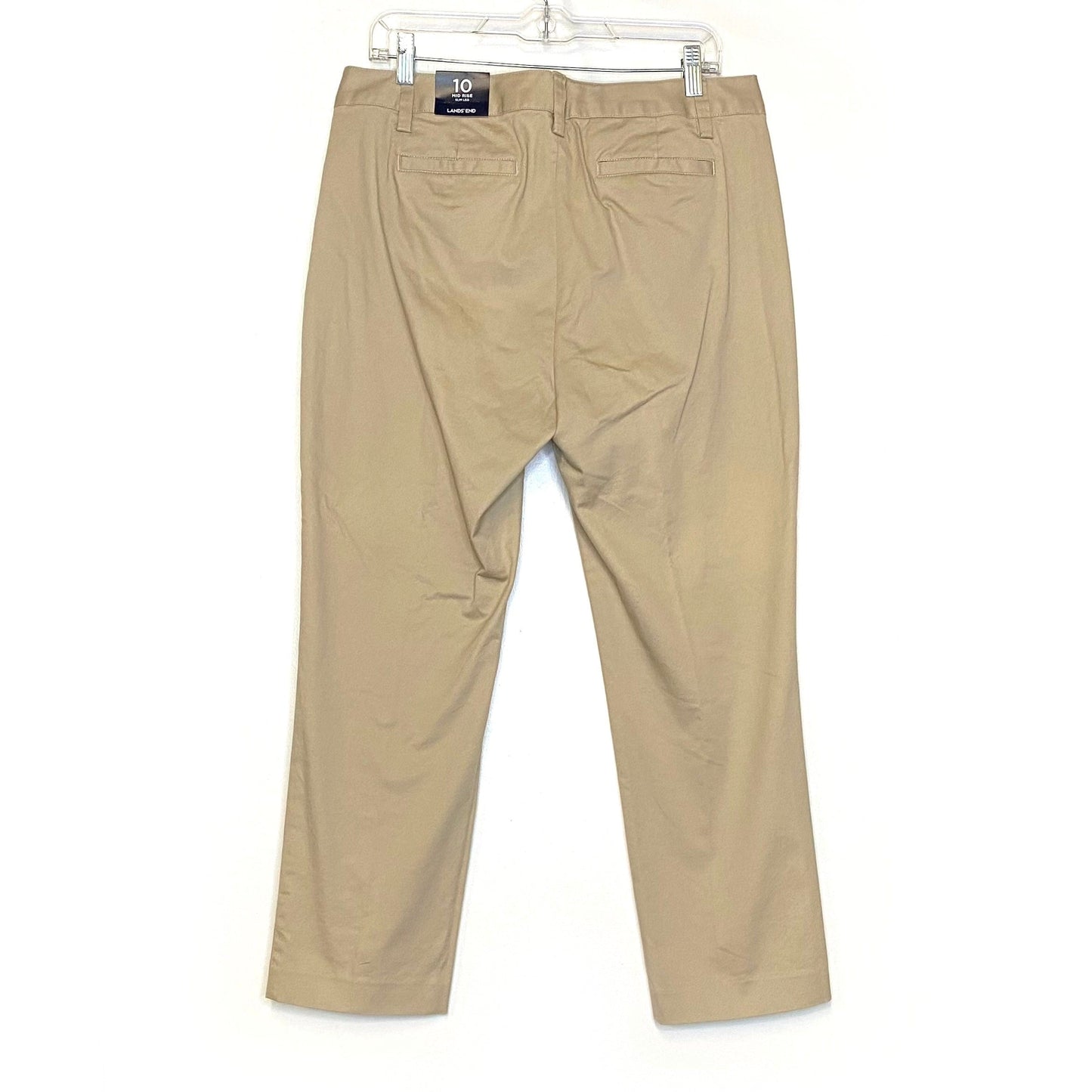 Lands End Womens Mid Rise Size 10 Khaki Pants Slim Leg NWT