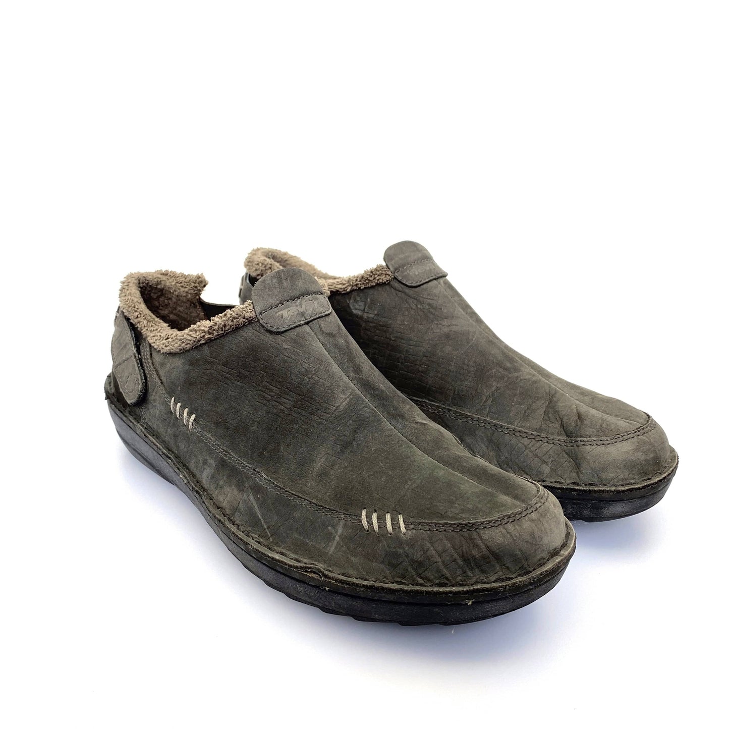 Teva Womens 8.5 Beluga Kiru Gray Nubuck Lined Mocs Shoes Spider Soles