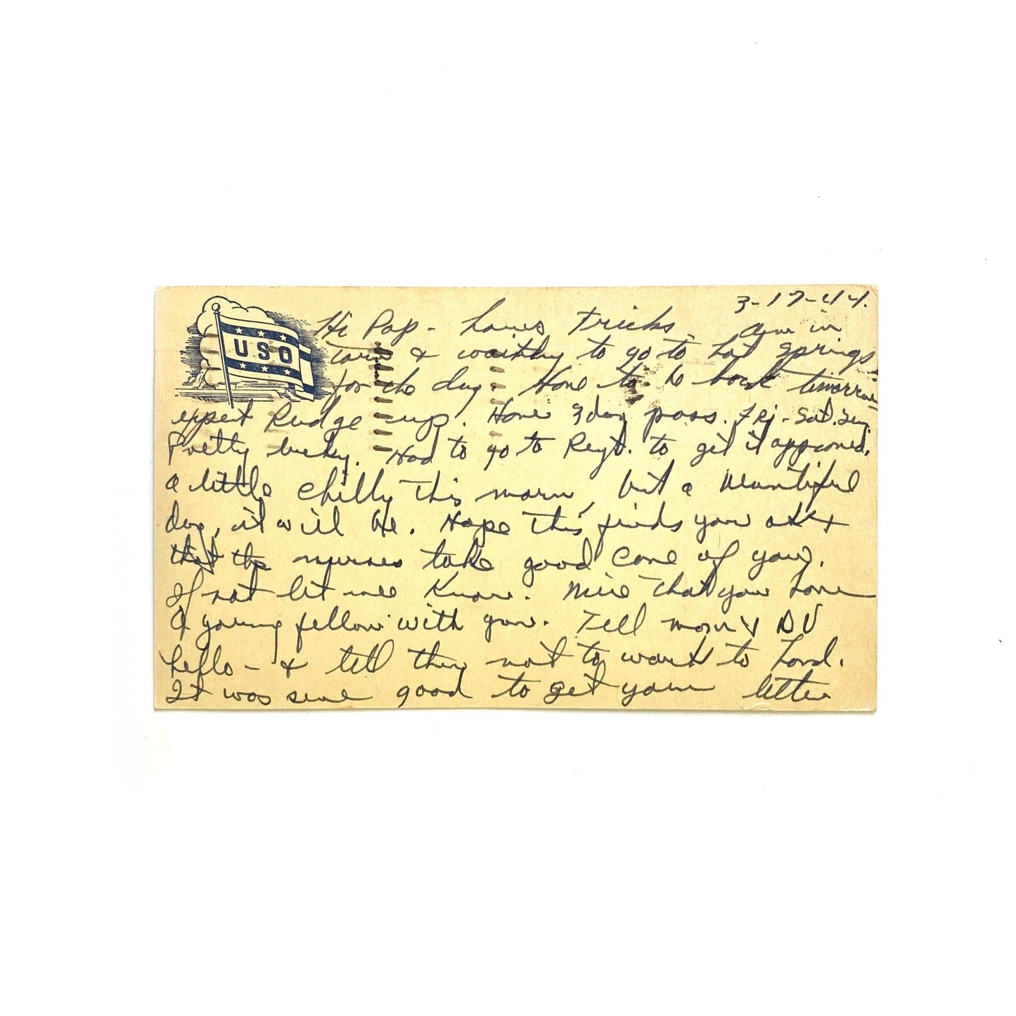 Vintage Postal Card - “Hi Pop” Personal Lincoln, Nebraska 1944 USO
