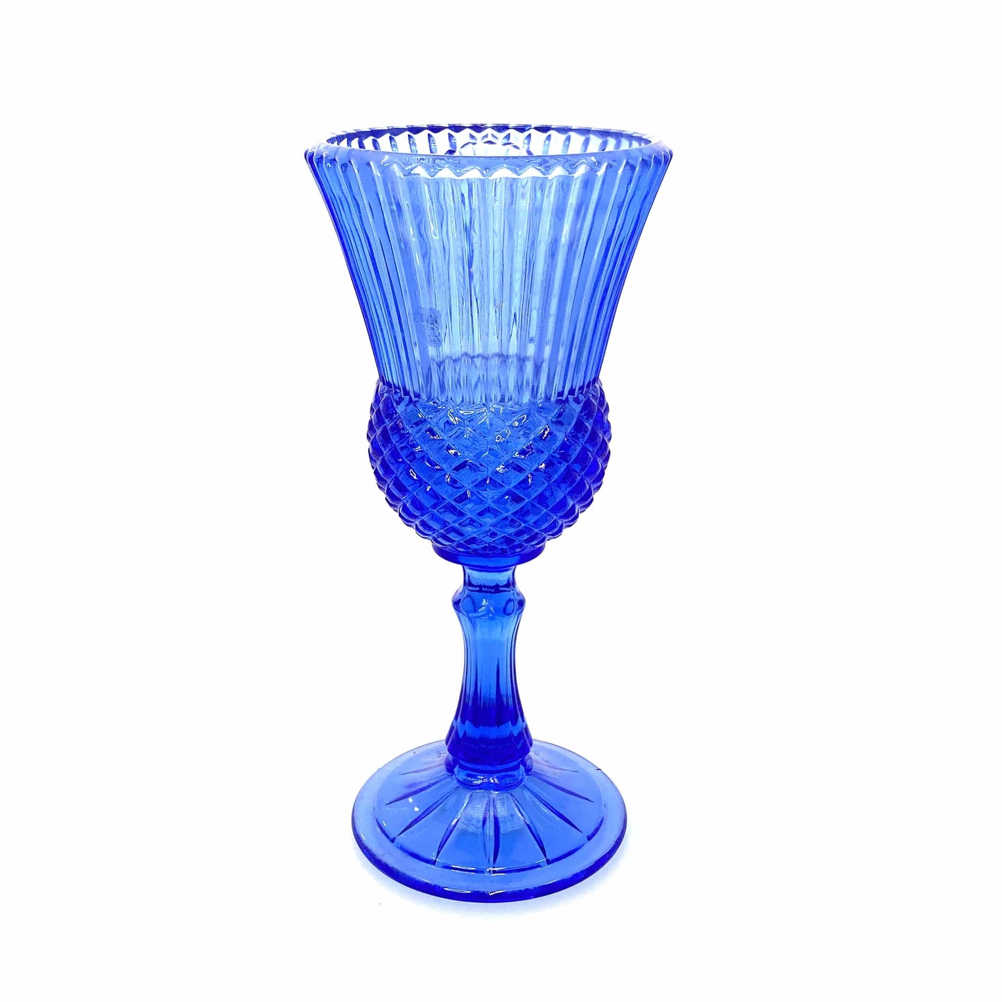 Vintage Avon by Fostoria 8” Glass Candle Holder Cobalt Blue MARTHA & GEORGE WASHINGTON 1976, Set of 2