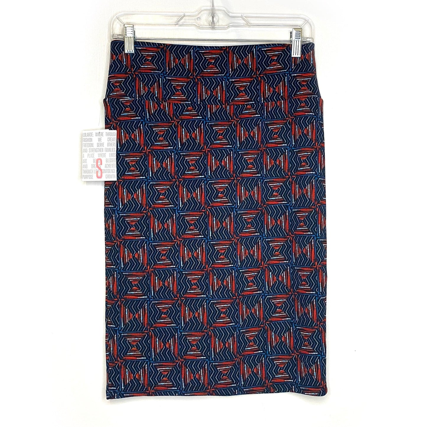 LuLaRoe Womens S Red/Blue/Black Cassie Geometric Skirt NWT