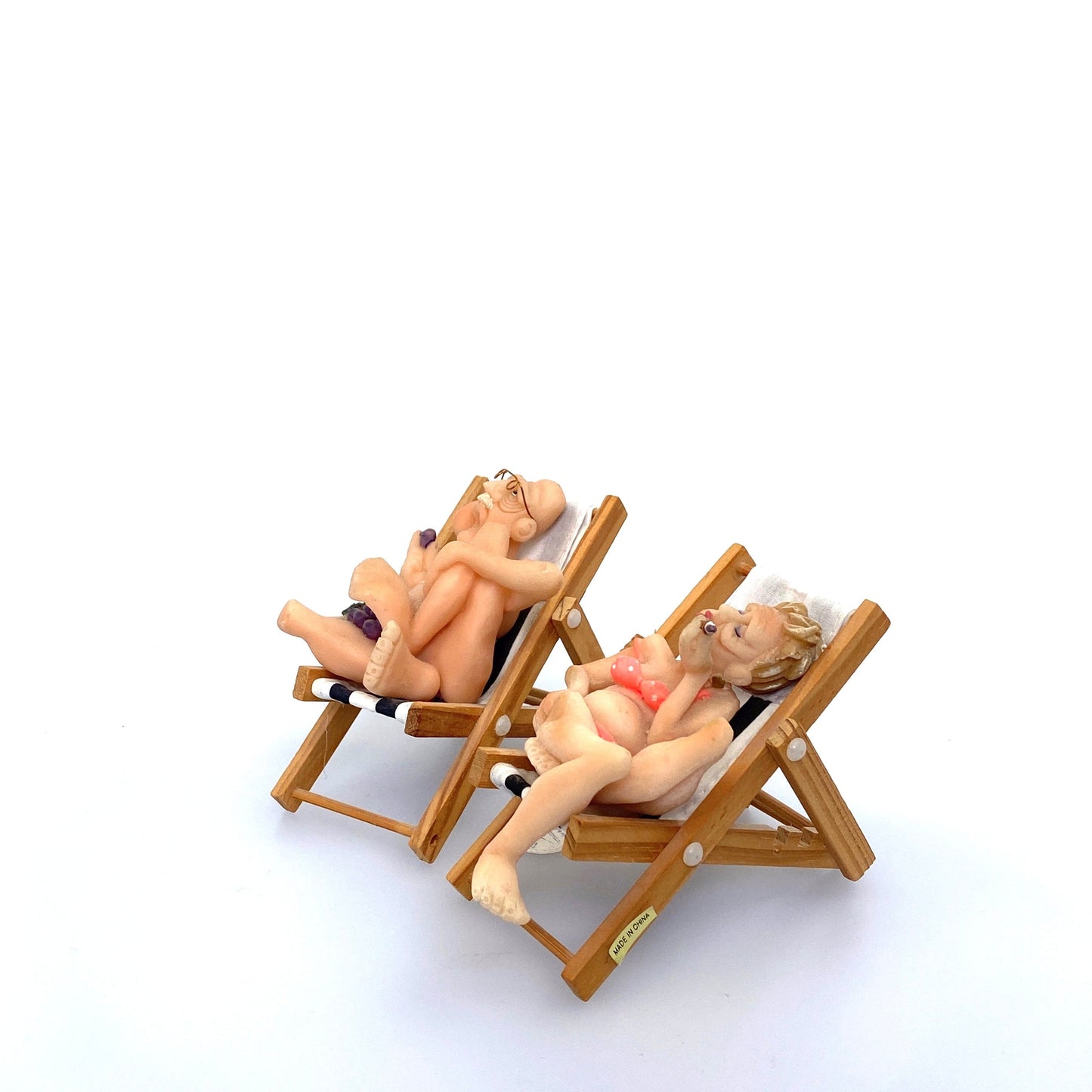 “The Beach Couple” Vintage Resin Novelty Figurines Adult Silly Pre-Owned