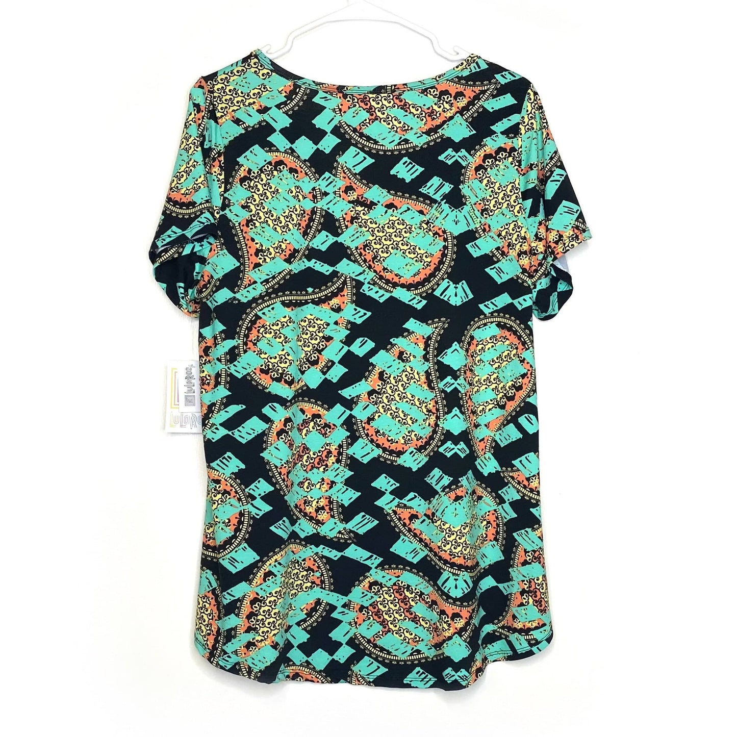 LuLaRoe Womens XL Green/Orange/Black Classic T Paisley Geometric T-Shirt S/s NWT