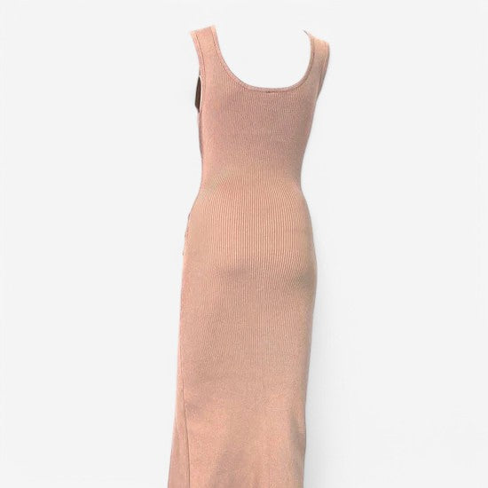Windsor Women's Size L Beige Sleeveless Bodycon Dress with Slit
