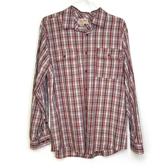 Tall Pines Woolrich Mens Size L Brown White Plaid Button-Up Shirt L/s Pre-Owned