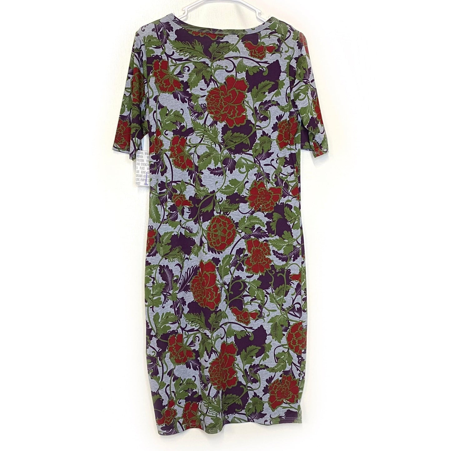 LuLaRoe Julia Bodycon Dress | L (12-14) | Blue/Gray | Floral | NWT