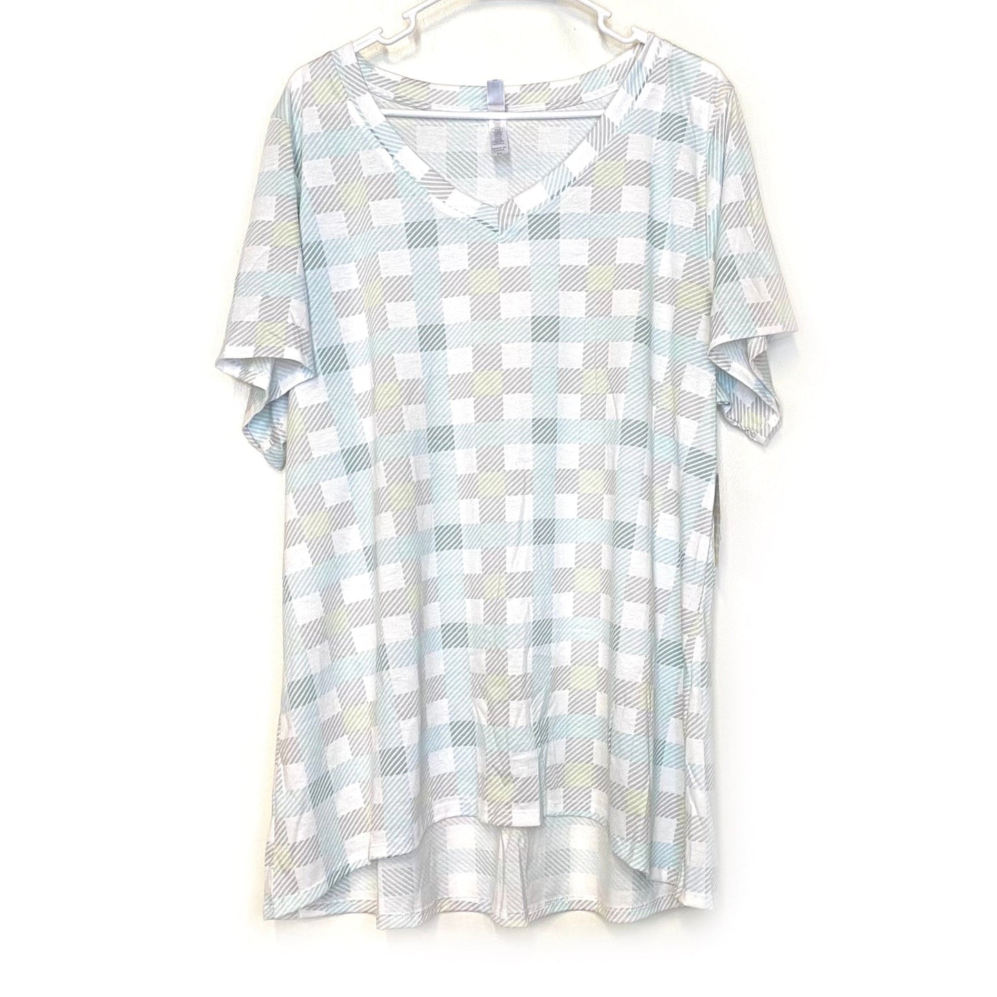LuLaRoe | Christy Plaid S/s Top | Color: Gray/Blue Multicolor | Size: 3XL | NWT