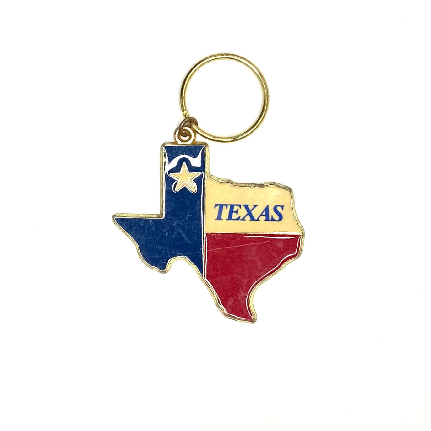 Star of Texas Souvenir Keychain Key Ring Metal/Enamel Goldtone Pre-Owned