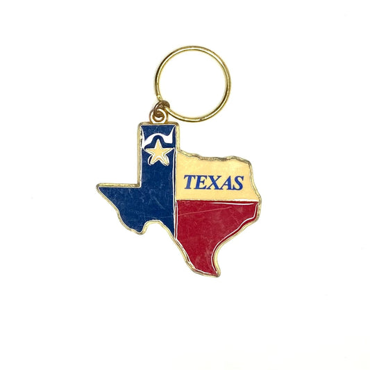 Star of Texas Souvenir Keychain Key Ring Metal/Enamel Goldtone Pre-Owned