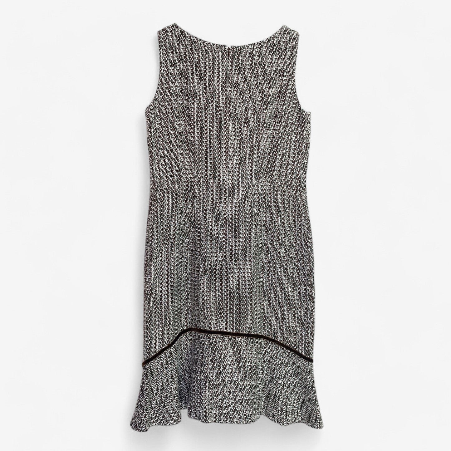 Sharon Young Women's Blue and Brown Fleck Pattern Sleeveless Lined Dress - Size 6 - Pre-Owned