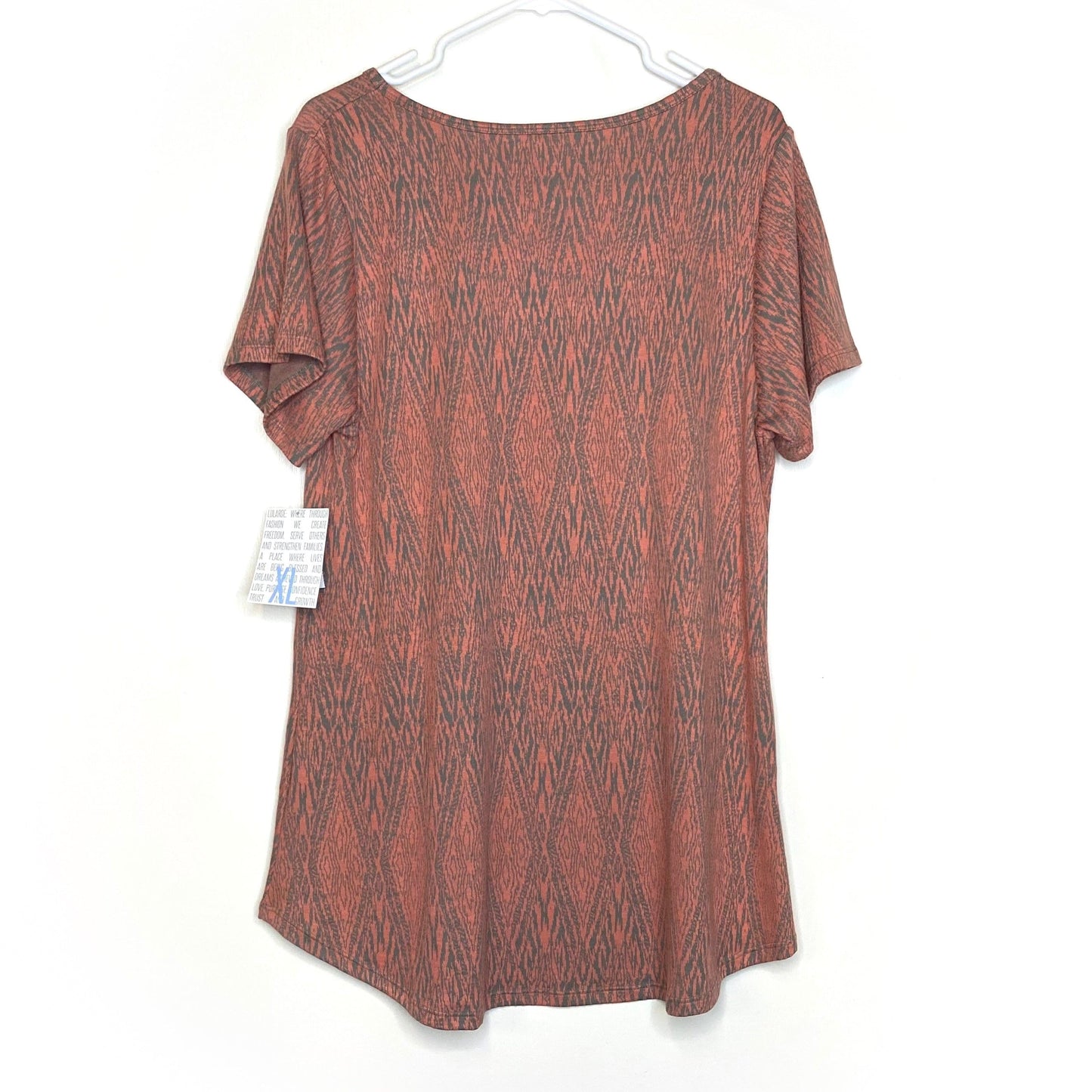 LuLaRoe Womens XL Pink/Gray Classic T Abstract Diamonds T-Shirt S/s NWT