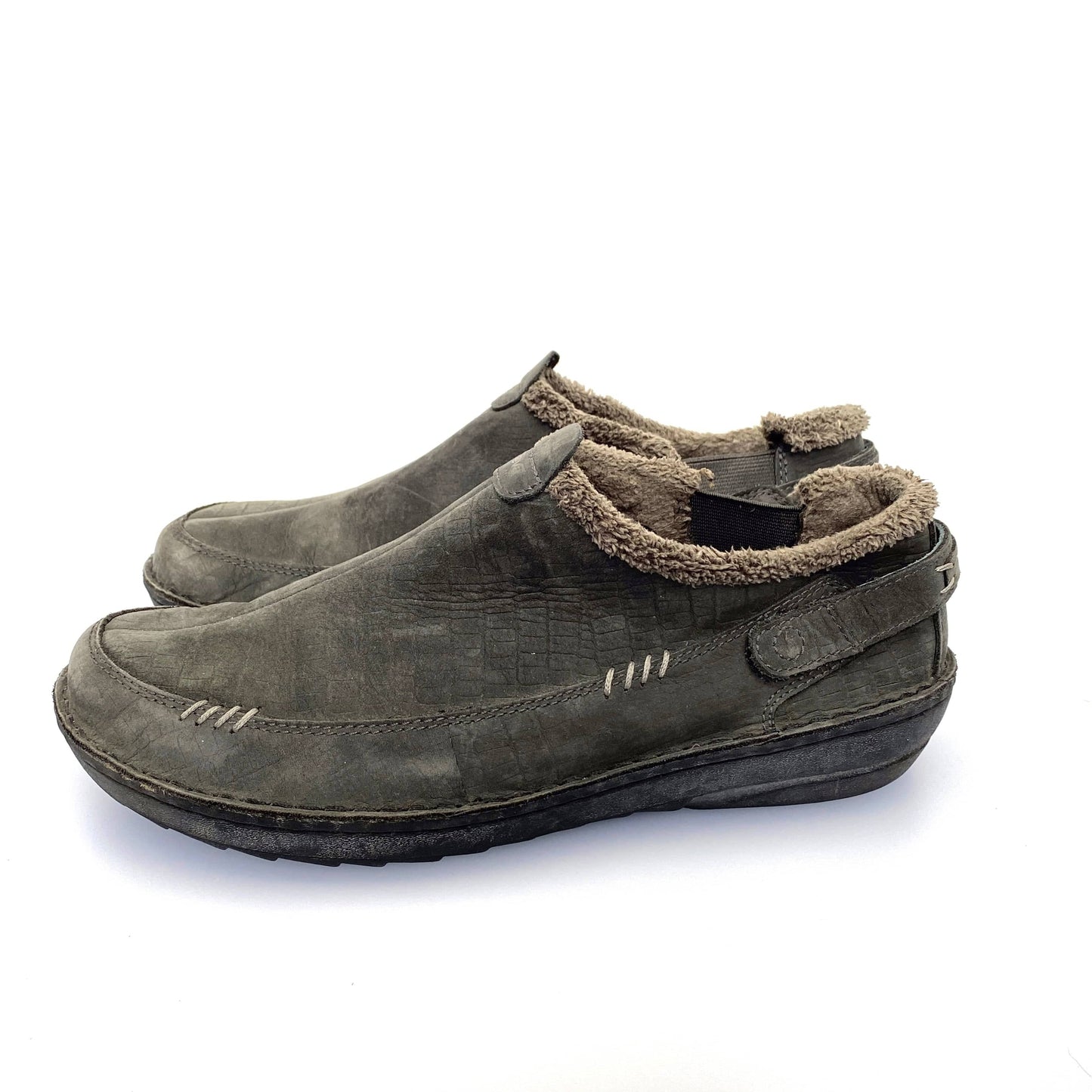 Teva Womens 8.5 Beluga Kiru Gray Nubuck Lined Mocs Shoes Spider Soles