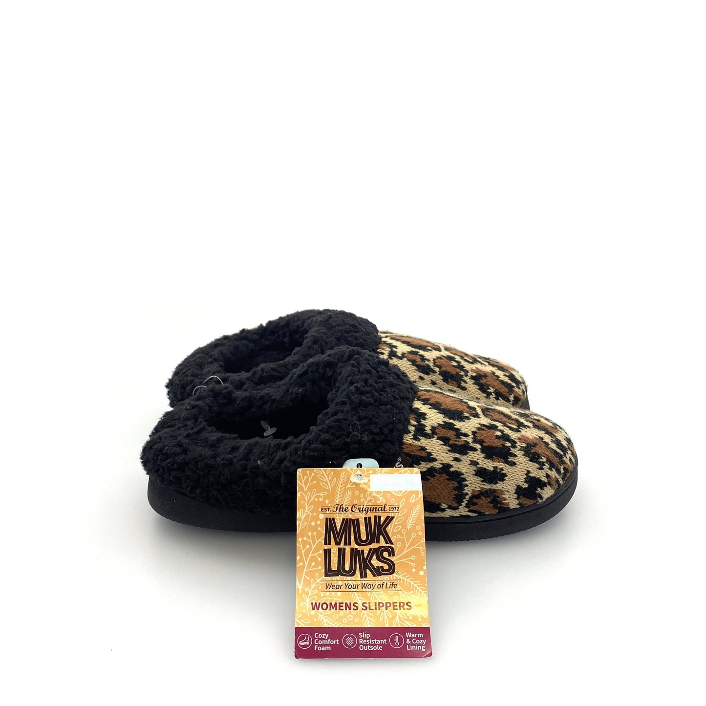 Muk Luks Womens Size M (7/8) Leopard Print Slippers Multicolor NWT