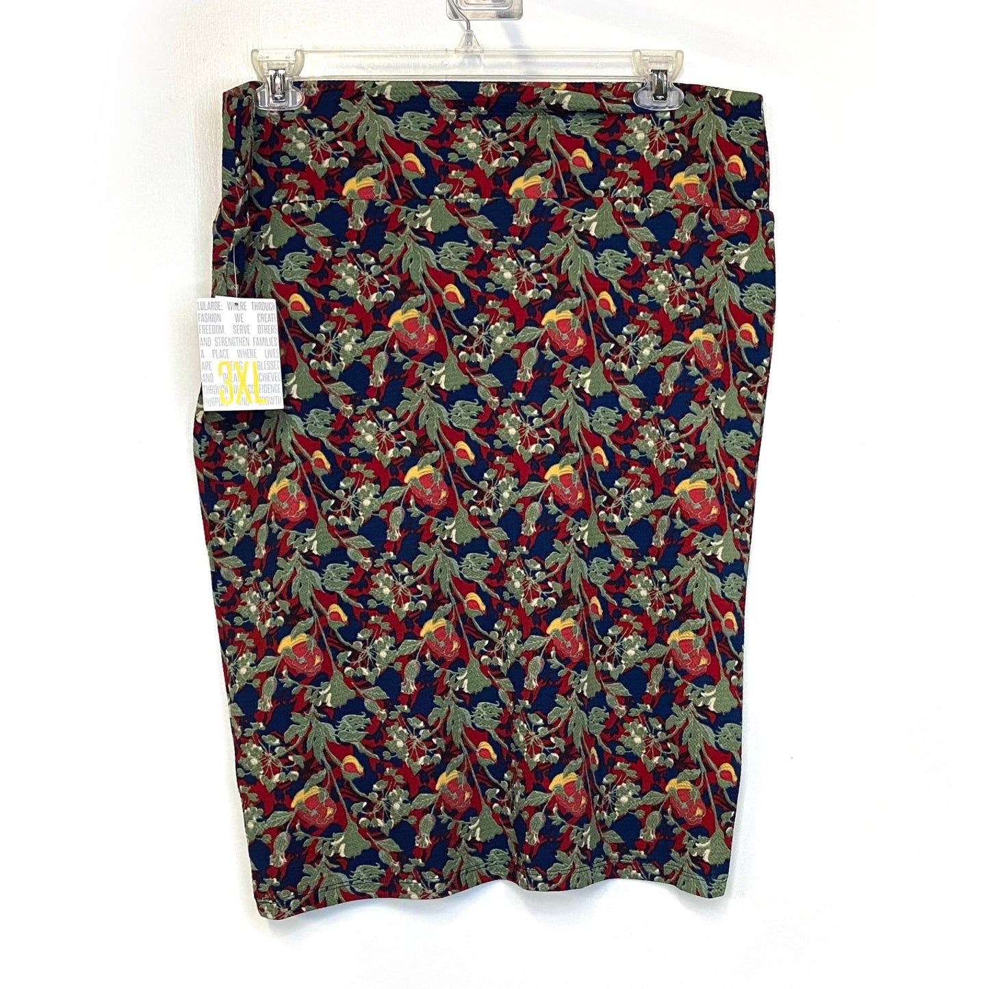 LuLaRoe Womens 3XL Cassie Skirt Red/Blue/Green Floral NWT