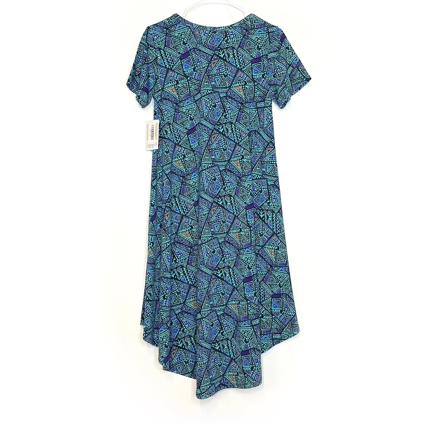 LuLaRoe Womens XS Purple/Green Carly Geometric Swing S/s NWT