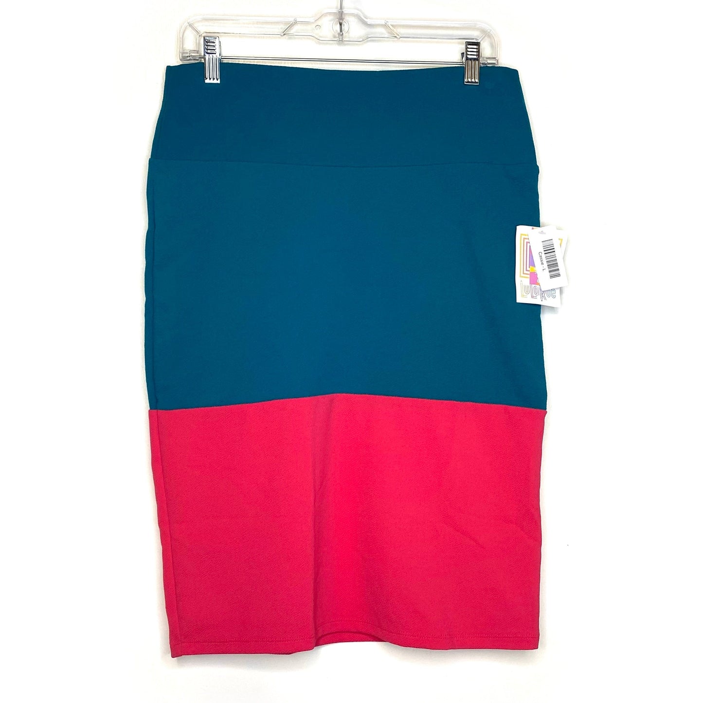 LuLaRoe Womens L Hot Pink/Green Cassie Colorblock Skirt NWT