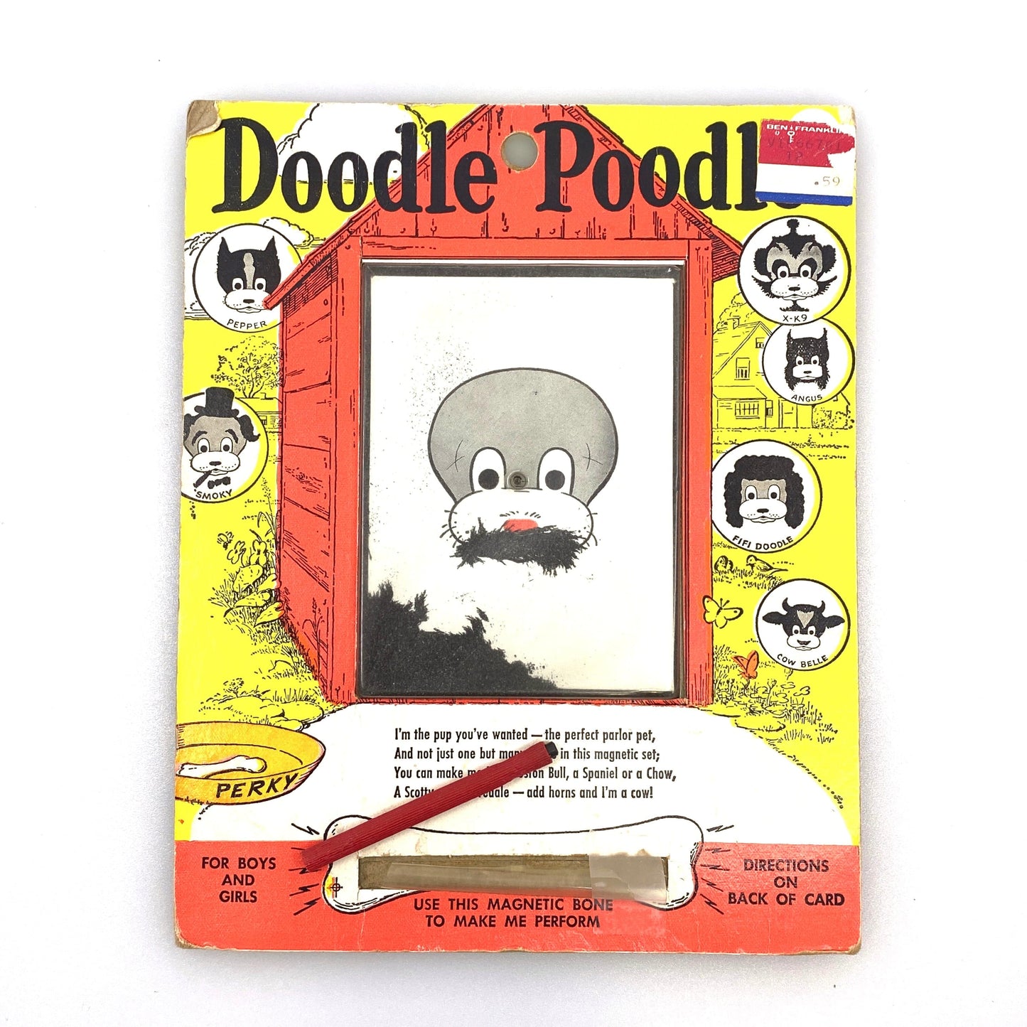 Vintage Doodle Poodle Magnetic Drawing Card Board Toy
