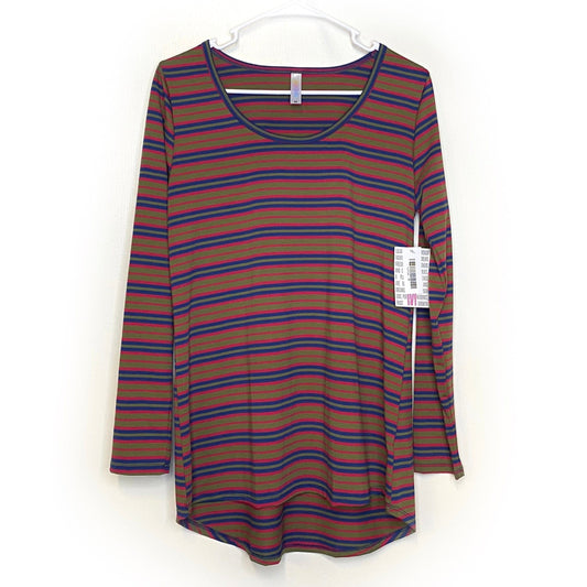 LuLaRoe Womens M Blue/Red/Green Lynnae Striped T-Shirt L/s NWT