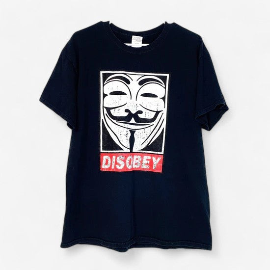 Men's M Black 'Disobey' Guy Fawkes Graphic T-Shirt