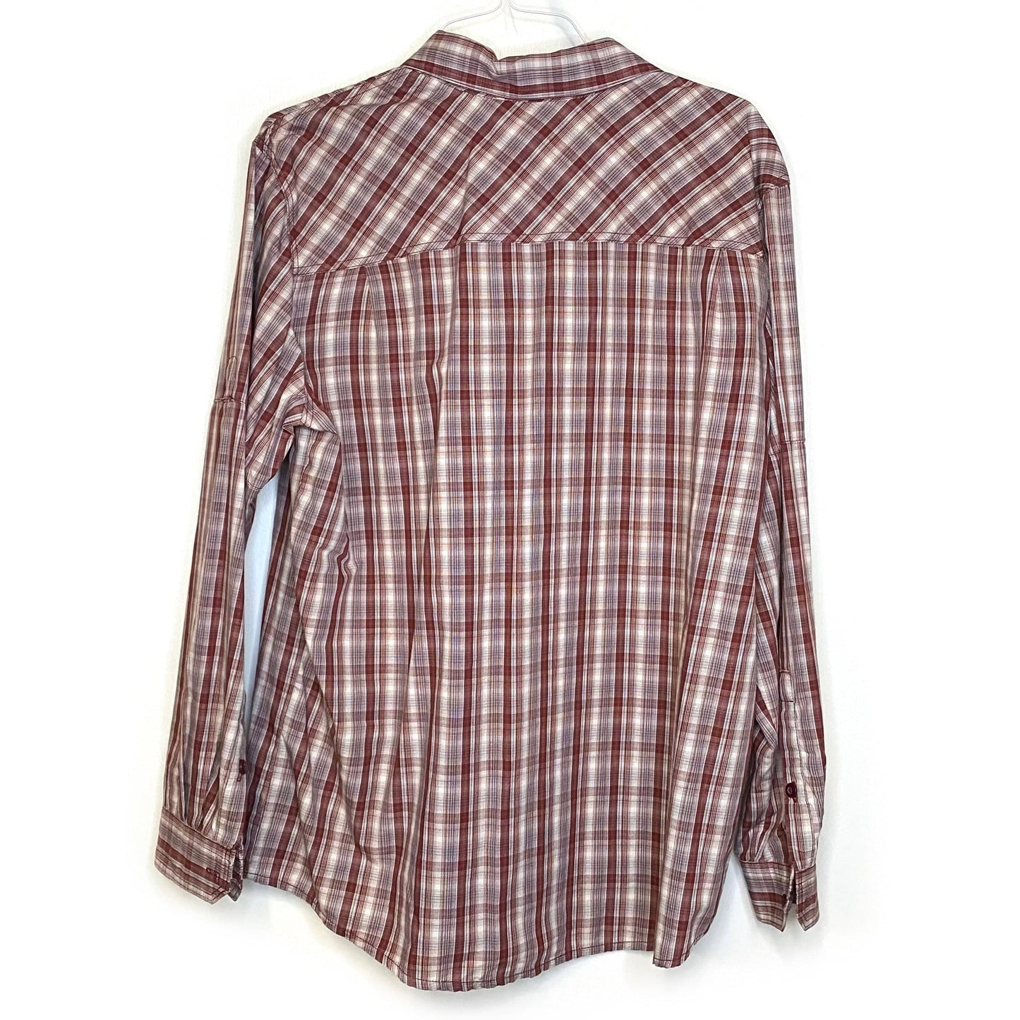 Tall Pines Woolrich Mens Size L Brown White Plaid Button-Up Shirt L/s Pre-Owned