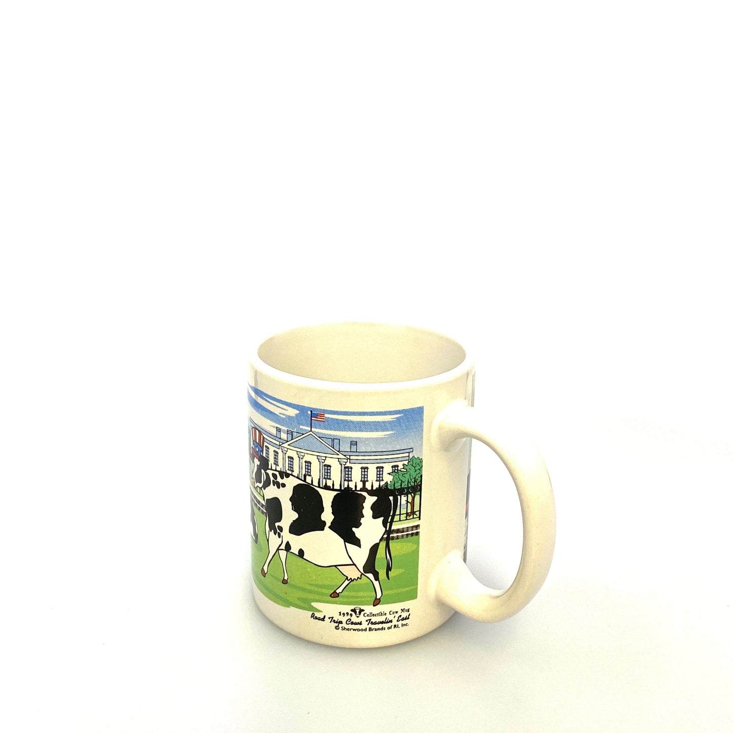 Road Trip Cows Travelin’ East White Ceramic Coffee Cup 12 Fl Oz