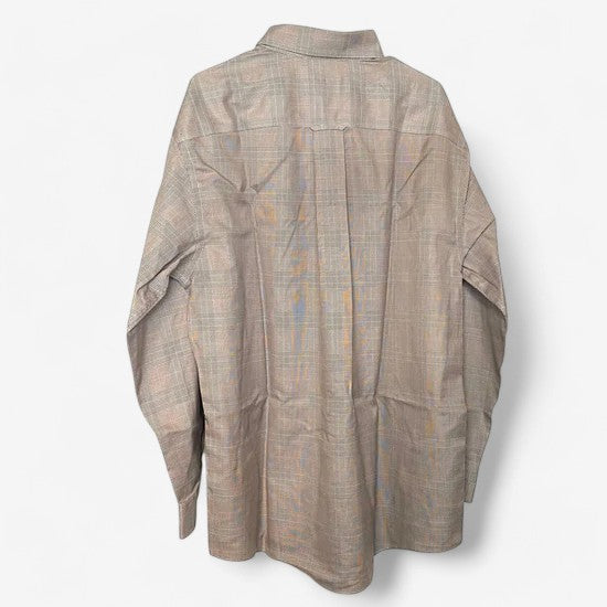Orvis Men's White and Brown Plaid Long Sleeve Button-Up Dress Shirt - Size L