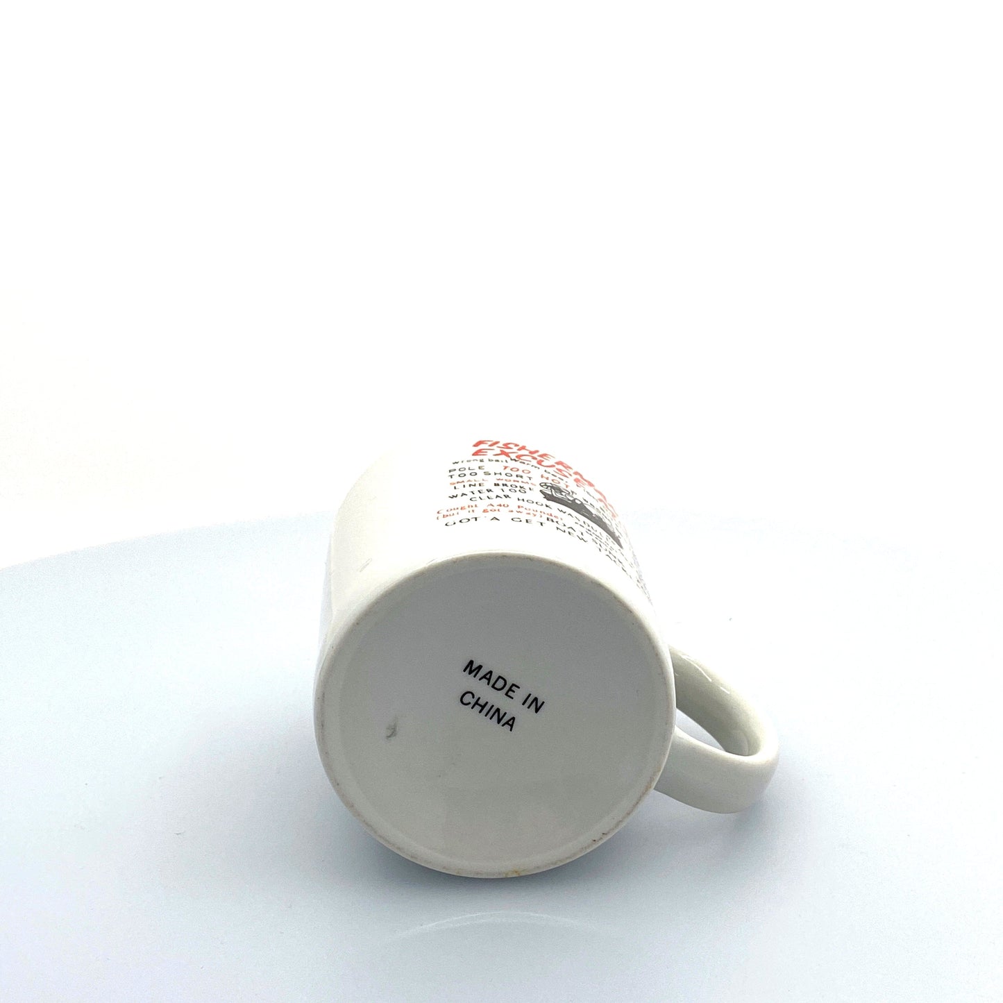 Novelty “Fisherman’s Excuse Mug” Humor White Ceramic Coffee Mug