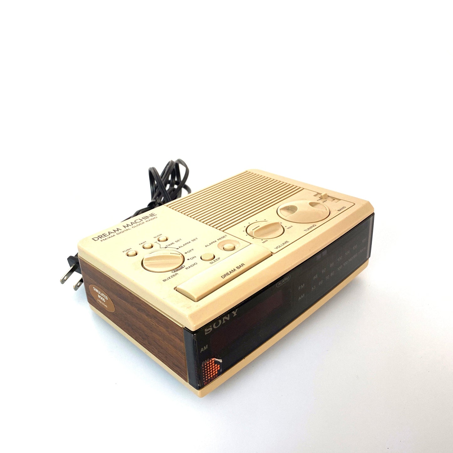 Vintage Sony Dream Machine ICF-C3W Wood Digital Alarm Clock AM FM Radio
