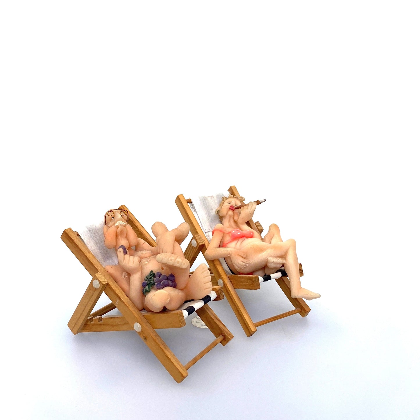 “The Beach Couple” Vintage Resin Novelty Figurines Adult Silly Pre-Owned