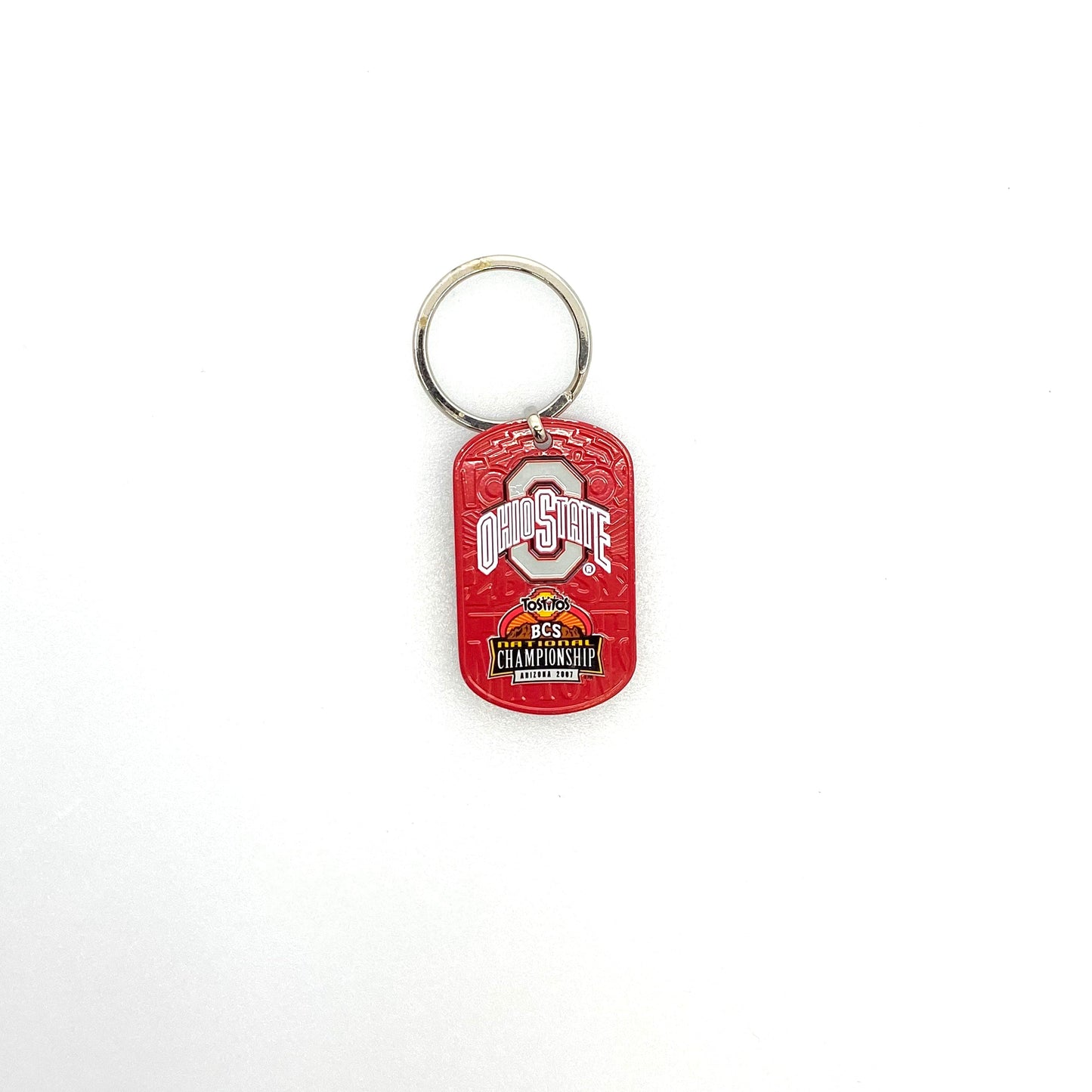 Ohio State "Tostitos BCS Championship" Arizona 2007 Souvenir Keychain Key Ring Tag Red Metal Pre-Owned