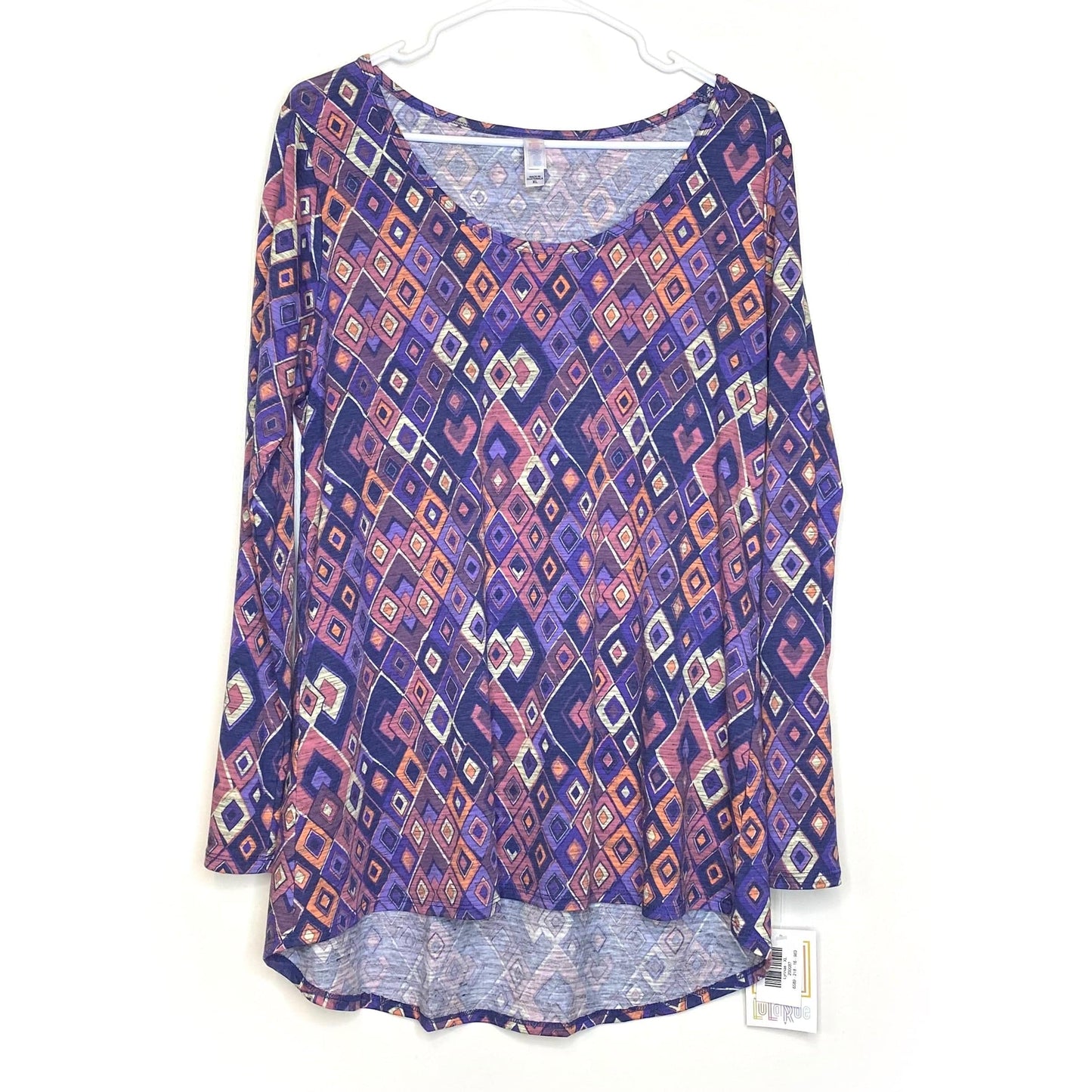 LuLaRoe Vault | LYNNAE L/s Top | XL | Pink/Purple | Geometric | NWT