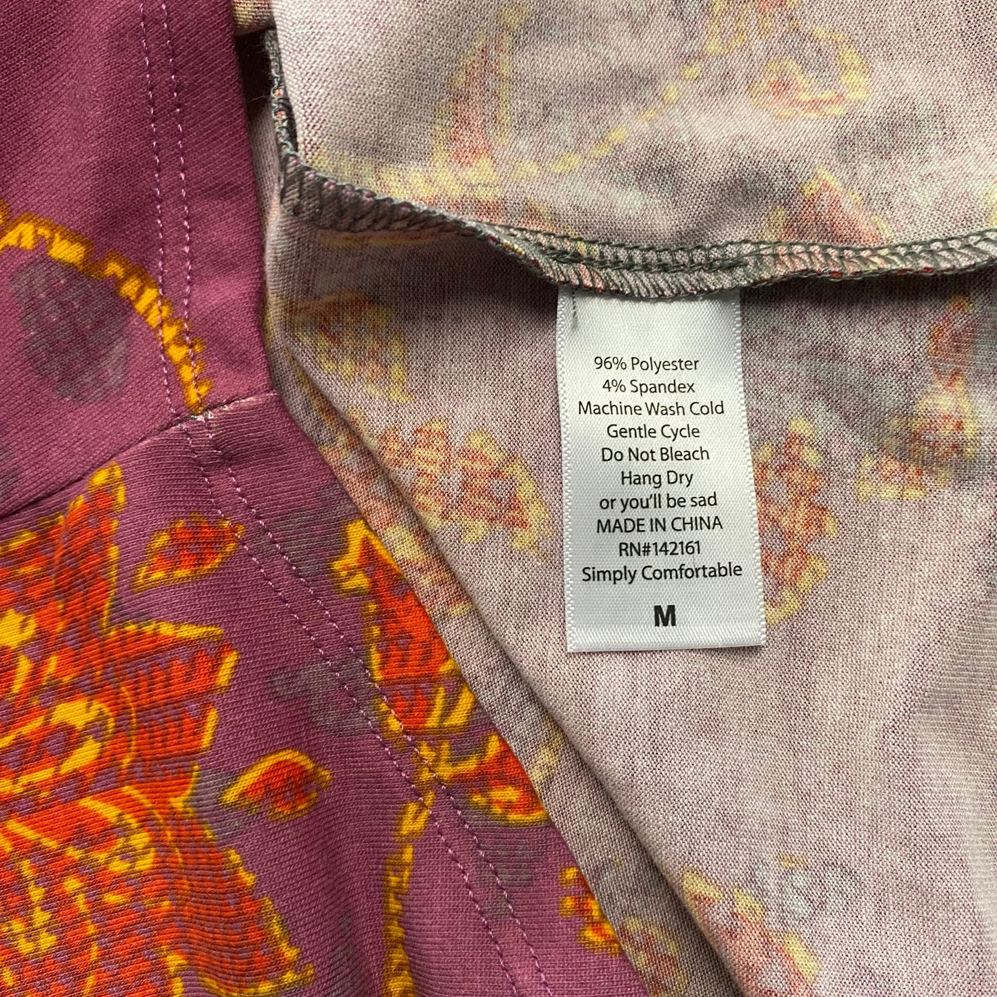 LuLaRoe Unisex M Gray/Purple Randy Floral Raglan T-Shirt ¾ Sleeves NWT