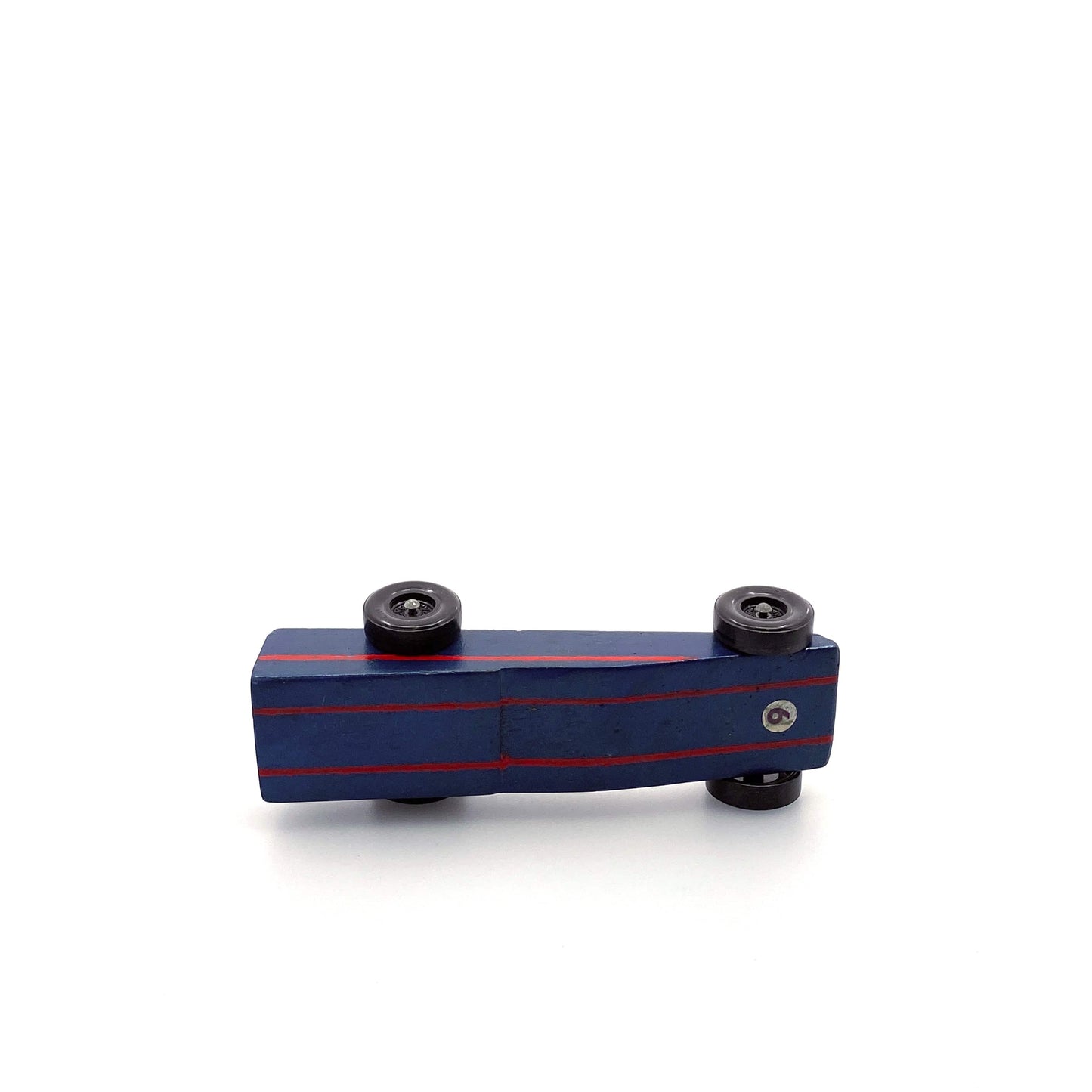 Vintage Pinewood Derby Car Wood Blue Red Stripes Pre-Owned