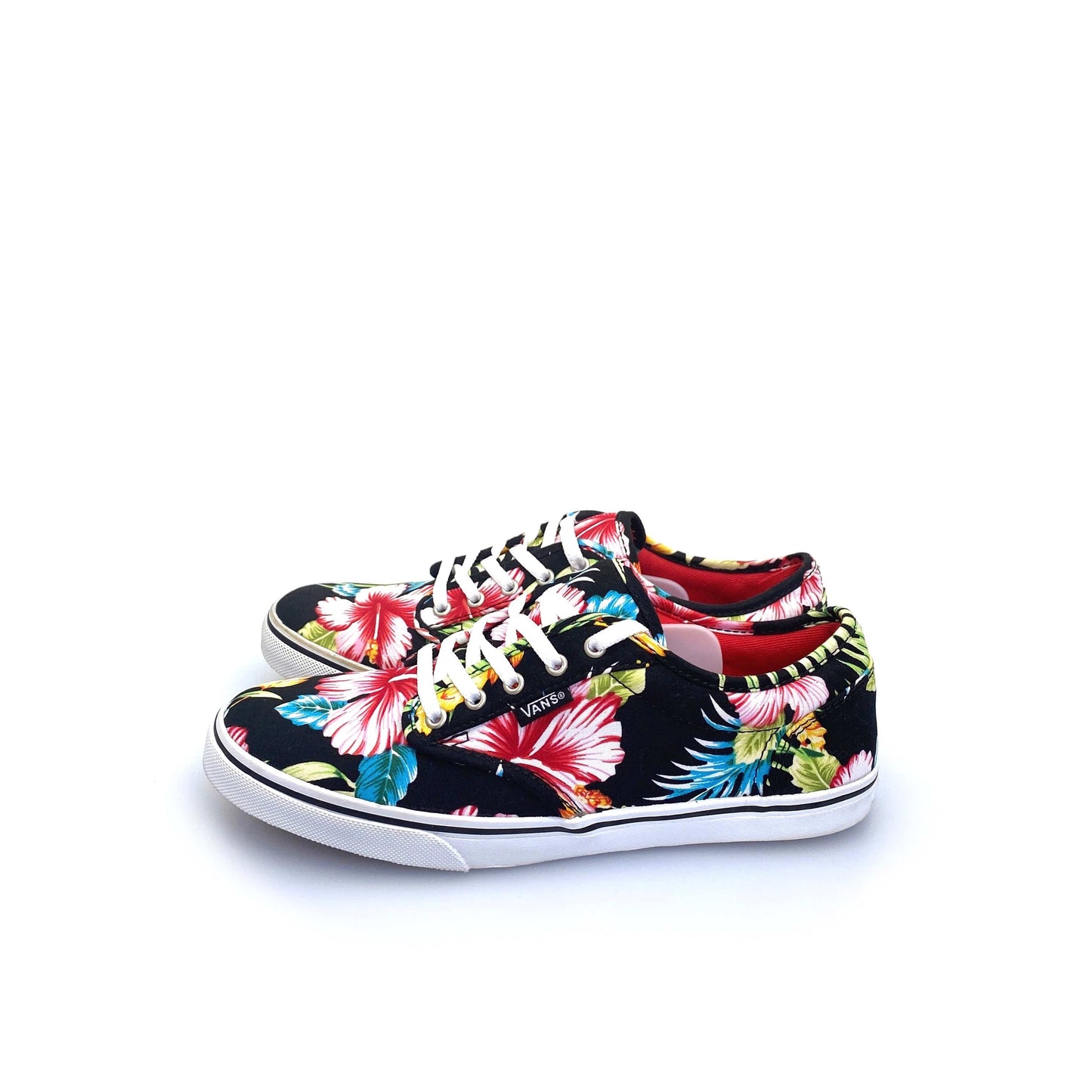 Vans Womens Classic Sneakers, Size 6, Black Hawaiian Floral Lace Up Shoes NEW